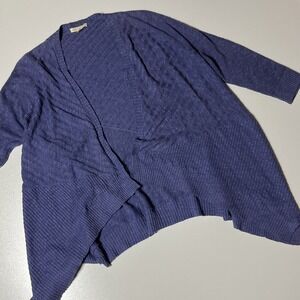 Eileen Fisher Open Cardigan Size S Periwinkle Linen Blend Asymmetrical Sweater